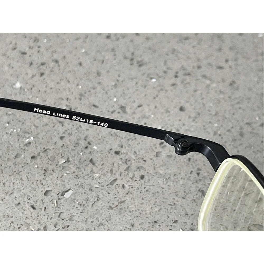 Head Lines Eyeglasses Frames ONLY 52-18-140 L101 C1 Half Rim Black rectangle